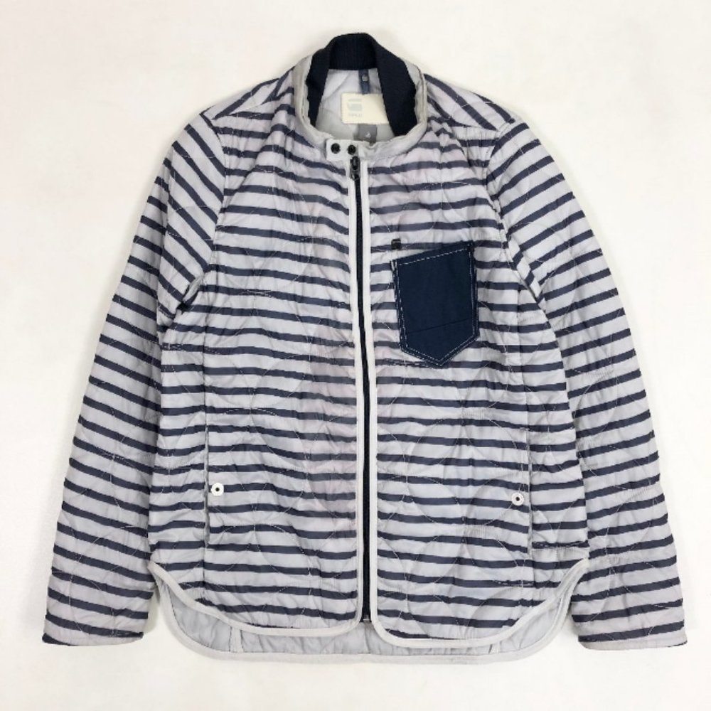 G-Star Raw Whistler Summer Lightweight Jacket Blue White Stripe Size Small